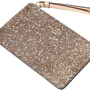 NEW! Coach Star Gold Glitter Zip Wristlet Wallet